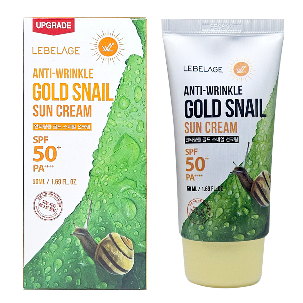 LEBELAGE Anti-Wrinkle Gold Snail Sunscreen SPF50+ PA++++ Rejuvenating Sunblock with Snail Mucin and Gold for Elastic Skin _ Made in Korea